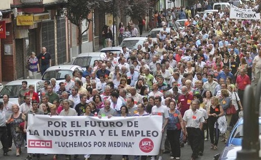 Manifestación en 2012, en Medina del Campo, contra del cierre de Made Gamesa y para pedir el mantenimiento de los puestos de trabajo. Fran Jiménez.