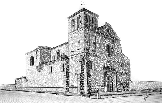Parroquia de Santiago Apóstol El Real. Dibujo a plumín de Juan Antonio del Sol Hernández