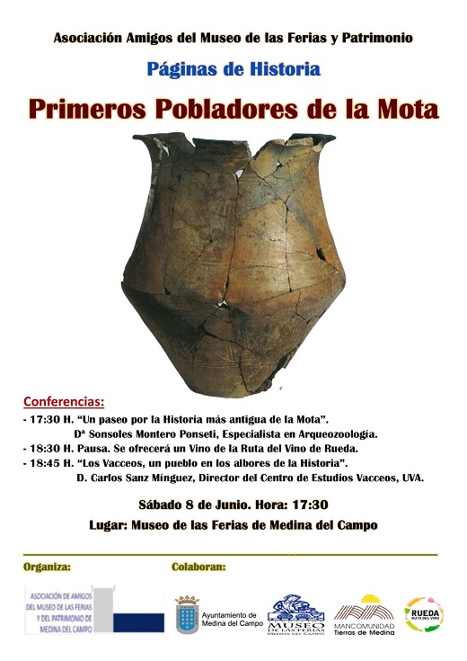 Cartel conferencia organizada por la Asociación Amigos del Museo de las Ferias y del Patrimonio de Medina del Campo.