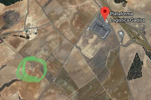 En el círculo verde, la zona donde se realizarán las excavaciones y exhumaciones en Medina del Campo / Cadena Ser