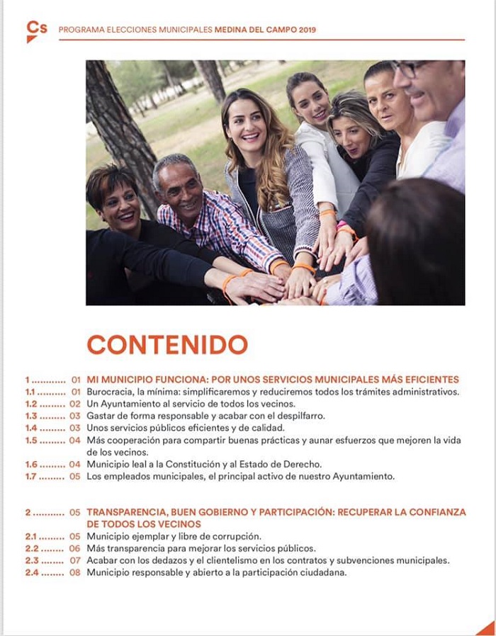 CIUDANOS - PROGRAMA ELECTORAL MUNICIPAL DE MEDINA DEL CAMPO 2019 - REGRESAMOS