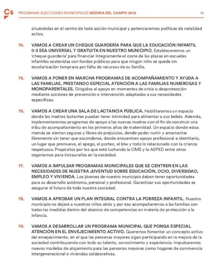 CIUDANOS - PROGRAMA ELECTORAL MUNICIPAL DE MEDINA DEL CAMPO 2019 - REGRESAMOS