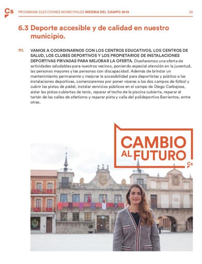 CIUDANOS - PROGRAMA ELECTORAL MUNICIPAL DE MEDINA DEL CAMPO 2019 - REGRESAMOS