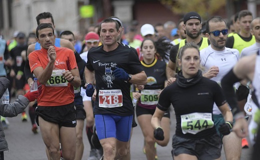 José Luís Ortuño, Roberto Pisador, Cristina Calles y Marta Rodríguez durante la Media Maratón.