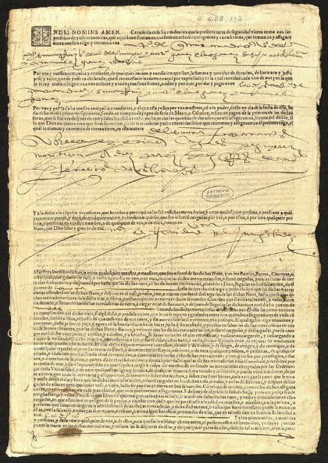 Póliza de seguro marítimo. Burgos, 15 marzo 1577. Impreso y manuscrito sobre papel / 30 x 20,5 cm. Archivo Simón Ruiz. ASR, CC, C 203, 137