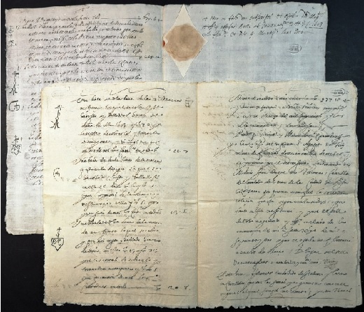 Póliza de seguro marítimo. Pisa, 9 marzo 1603. Manuscrito sobre papel / 31 x 21,5 cm. Archivo Simón Ruiz. ASR, CC, C 203, 140 y 141