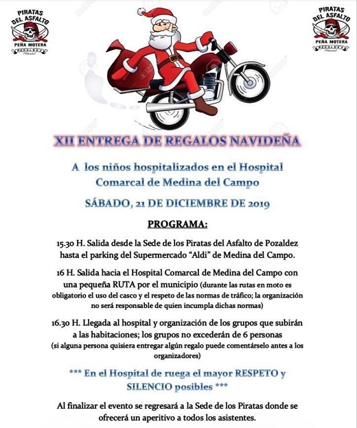 Cartel Papa Noel se sube a la moto con los Piratas del Asfalto de Pozaldez.