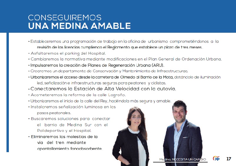 PARTIDO POPULAR- PROGRAMA ELECTORAL MUNICIPAL DE MEDINA DEL CAMPO 2019 - REGRESAMOS