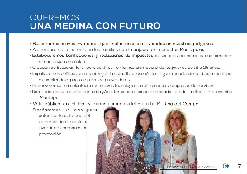 PARTIDO POPULAR- PROGRAMA ELECTORAL MUNICIPAL DE MEDINA DEL CAMPO 2019 - REGRESAMOS