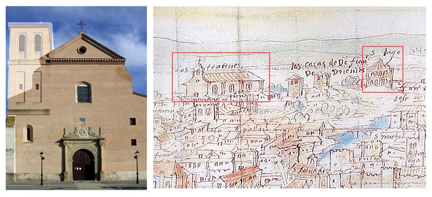 Parroquia de Santiago. Dibujo de Anton van den Wyngaerde a su paso por Medina del Campo Parroquia de Santiago. Dibujo de Anton van den Wyngaerde a su paso por Medina del Campo