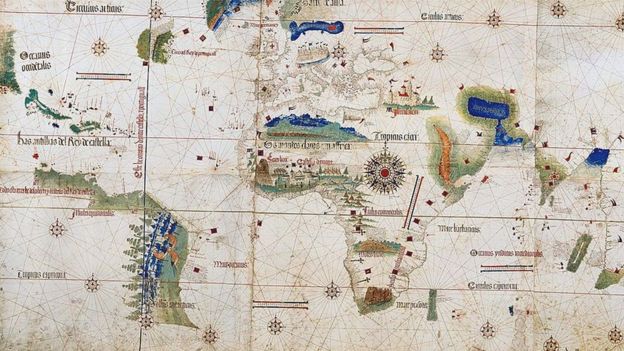 Este mapa de 1502 muestra el territorio del nuevo mundo descubierto por Cristobal Colón. GETTY IMAGES