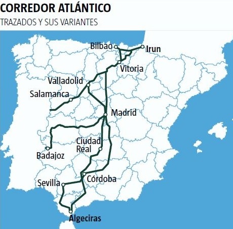 Corredor Atlantico, trazado y sus variantes