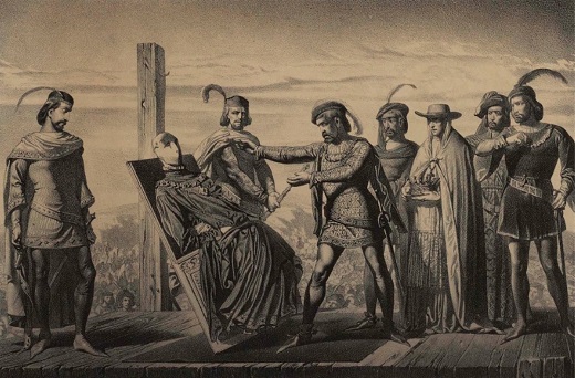 La Farsa de Ávila. Atentado contra Enrique IV.1465. Dibujo Marcelino de Unceta, litografia J. Donon. Madrid. Reproducción del grabado original al aguafuerte. h. 1880. Biblioteca Nacional ER/5116. Representación del destronamiento de Enrique IV, proclamando rey al infante Don Alfonso (1468) La Farsa de Ávila. Atentado contra Enrique IV.1465. Dibujo Marcelino de Unceta, litografia J. Donon. Madrid. Reproducción del grabado original al aguafuerte. h. 1880. Biblioteca Nacional ER/5116. Representación del destronamiento de Enrique IV, proclamando rey al infante Don Alfonso (1468)