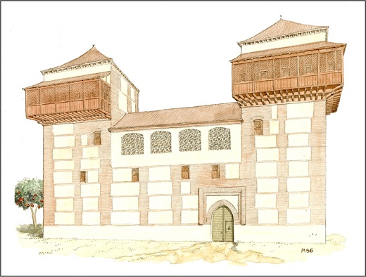 Recreación del aspecto que tenía el Palacio de Juan II antes de convertirse en Monasterio de Gracia de la Orden de San Agustín. Carlos I lo regaló a sus tías, que eran devotas de las agustinas y decidieron a quienes decidieron cederlo, siendo ocupado por monjas de esta orden hasta el día de hoy.