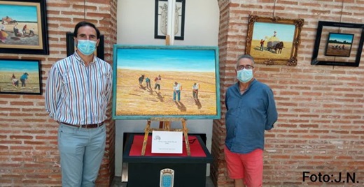 El Ayuntamiento de Medina acoge la exposición de pinturas de la siega de A. Rollán. 