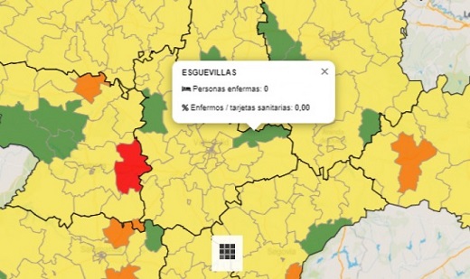 Imagen del mapa de contagios por coronavirus en los últimos 7 días