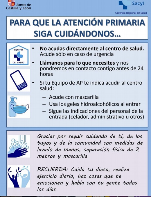 Comunicado del Centro de Salud de Medina del Campo.