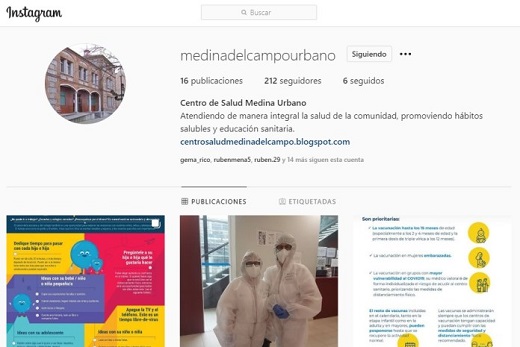 El Centro de Salud de Medina del Campo Urbano se acerca a los vecinos a través de Instagram.