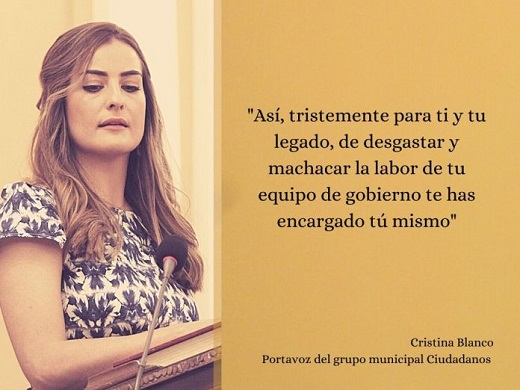 Cristina Blanco, portavoz del grupo municipal Ciudadanos, lanza una dura carta al alcalde de Medina del Campo.