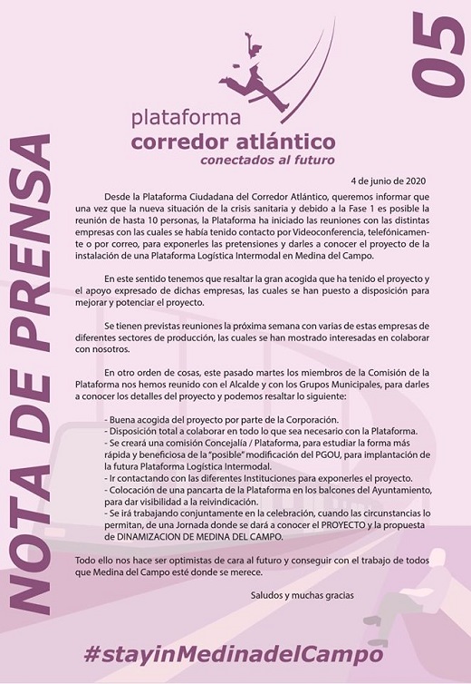 Comunicado Plataforma Ciudadana del Corredor Atlántico.