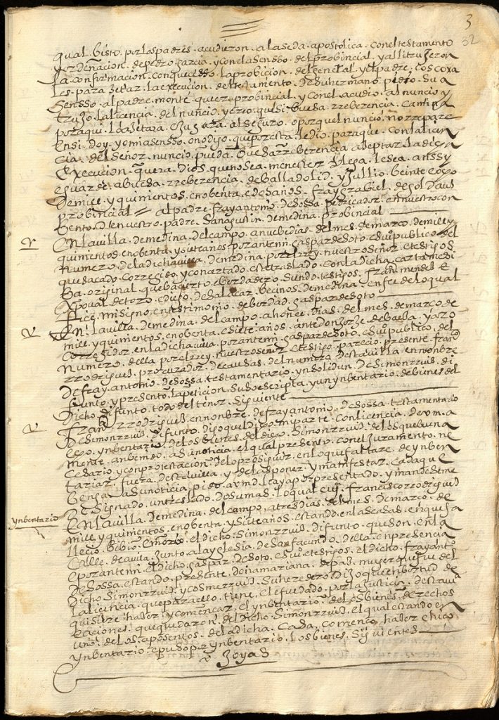Inventario de bienes que se hace a la muerte de Simón Ruiz
Medina del Campo, 3 de marzode 1597
Manuscrito sobre papel / 31 x 22 cm, 41 ff.
Archivo Simón Ruiz. ASR, H 32, 1, ff. 30r-70v