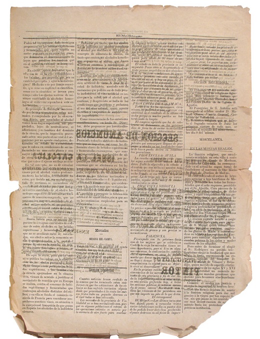 El Medinense. Periódico semanal de intereses morales y materiales. Medina del Campo, 28 de agosto de 1887 (primer número del semanario) Impreso sobre papel / 4 págs. de doble folio. Archivo Municipal de Medina del Campo. AMMC, Hemeroteca