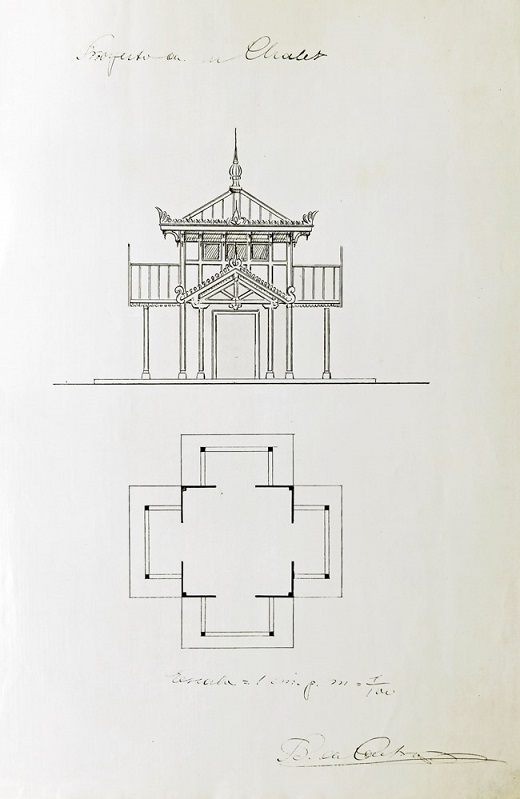 Planos y documentación del «chalet» de los jardines del Hospital Simón Ruiz Benito de Castro (arquitecto), Federico Villazán y Bienvenido Badallo (promotores) Medina del Campo, 27 enero – 4 febrero de 1904. Manuscrito sobre papel / cuadernillo de 7 hojas (incluye: instancia, planos, memoria, informe de la comisión de obras y copia del acuerdo de pleno). Archivo Municipal de Medina del Campo. AMMC, H 323-5318