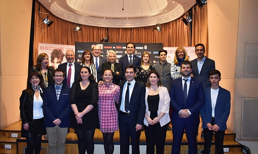 Foto de familia en la presentación en el Palacio de Longoria de Madrid de la 33ª edición de la Semana de Cine de Medina de Campo.