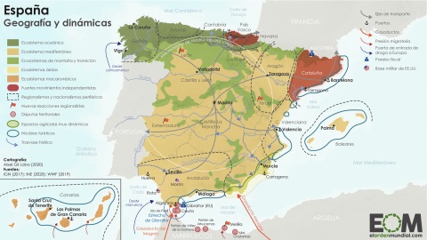 La geopolítica de España está marcada por numerosos factores, desde la propia situación geográfica del país a las tensiones entre el centro y la periferia.