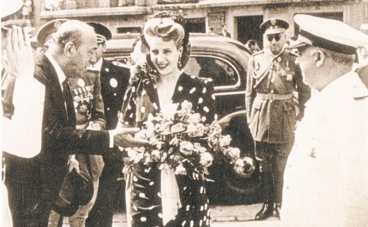 Imagen de Eva Perón, recibida por las autoridades y el propio Franco en junio de 1947. / ARCHIVO MUNICIPAL