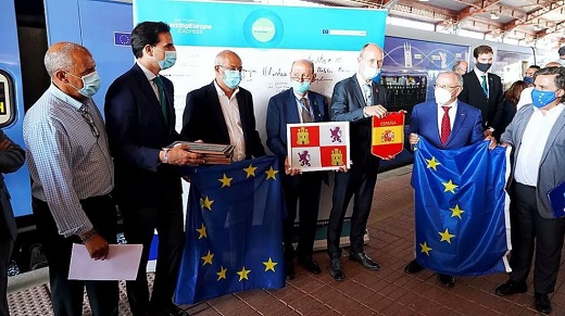 Acto celebrado durante la llegada del tren ‘Connecting Europe Express’ a Medina del Campo (Valladolid). - Foto: Miriam Chacón ICAL