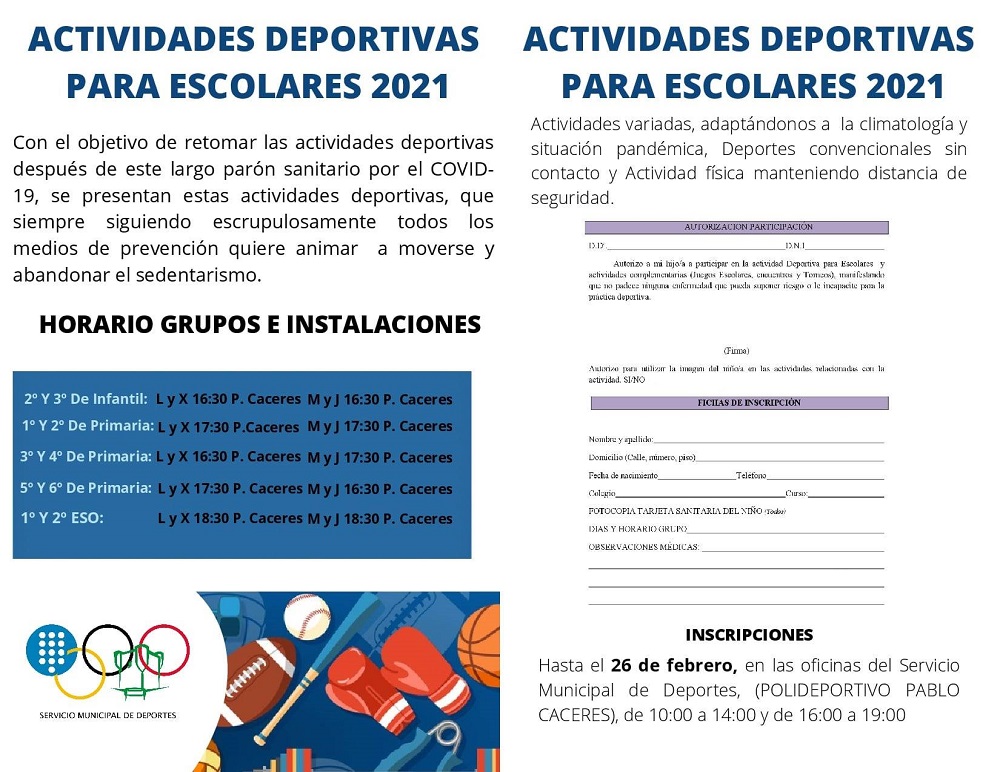 Arranca el plazo de inscripción para las actividades deportivas escolares en Medina del Campo. (REGRESAMOS)
