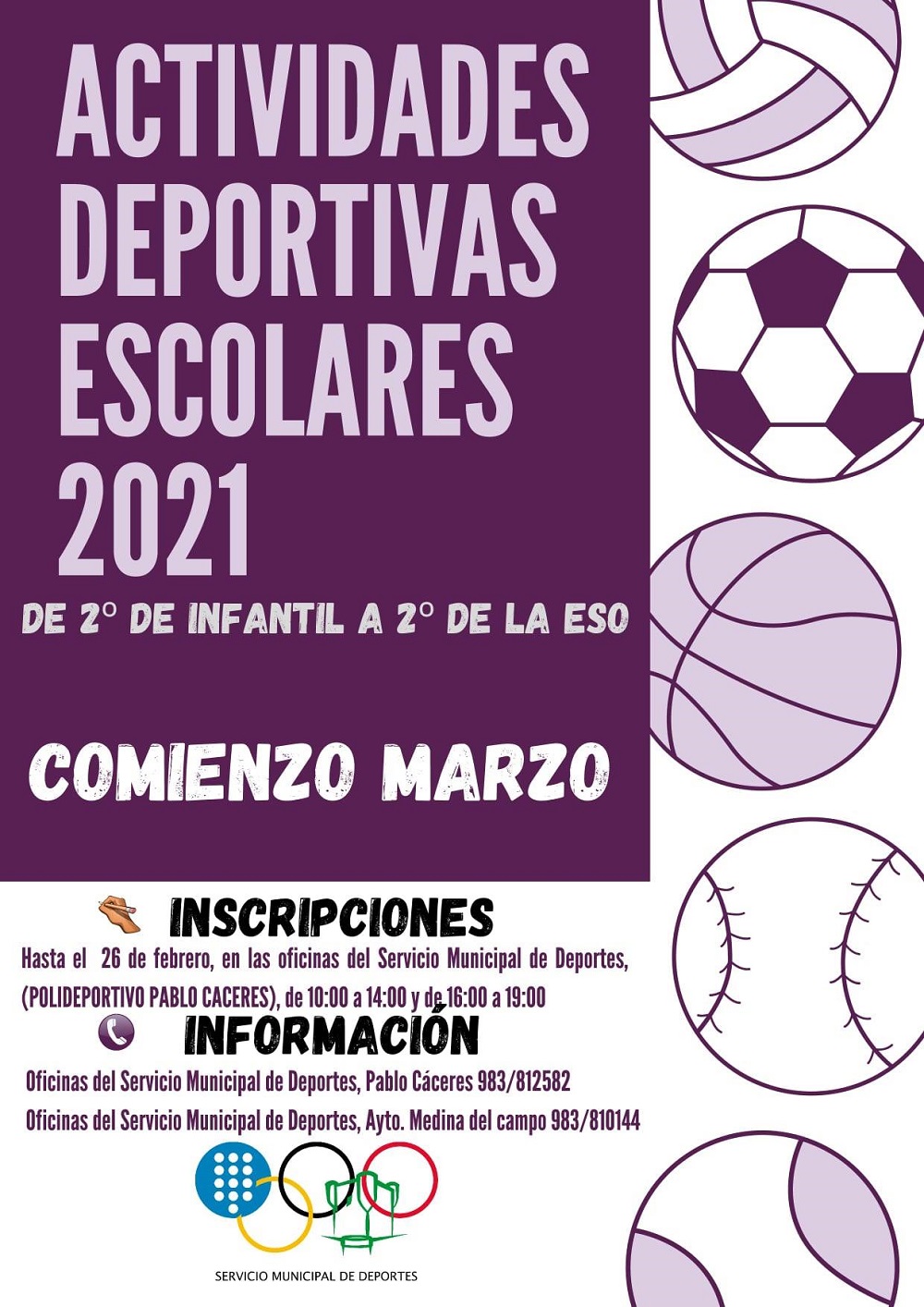 Arranca el plazo de inscripción para las actividades deportivas escolares en Medina del Campo. (REGRESAMOS)