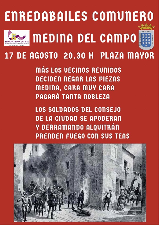 Enriedabailes Comunero en Medina del Campo el 17 de agosto a las 20:30 horas en la Plaaza Mayor de la Hispanidad de Medina del Campo