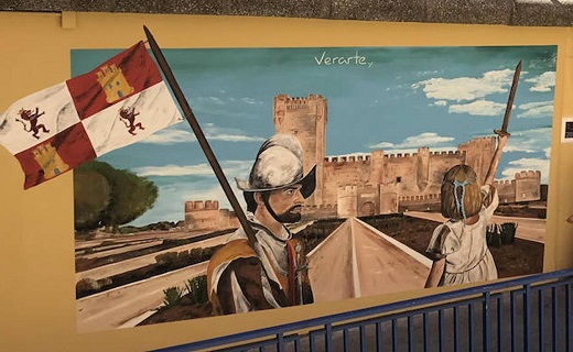 El mural en honor a los comuneros pintado en la calle Claudio Moyano de Media del Campo. / PATRICIA GONZÁLEZ