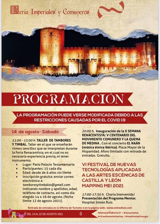 Cartel peogramación de la X Semana Renacentista 2021 de Medina del Campo