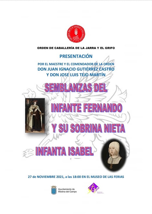 artel de La Orden de Caballería de la Jarra y el Grifo, presentando la actividad del 27 de Noviembre en Medina.