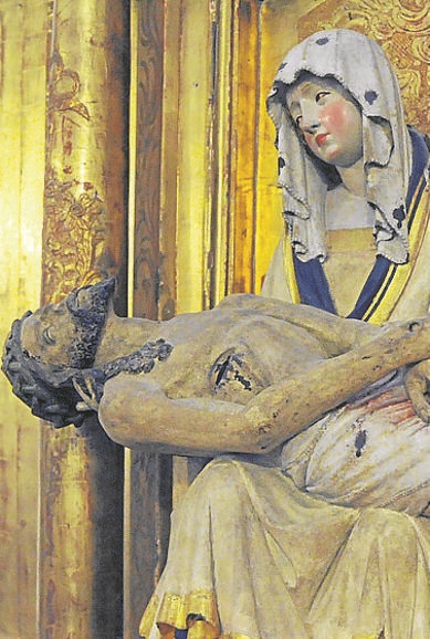 Piedad anónima del siglo XV, atribuida a la escuela de Baviera.