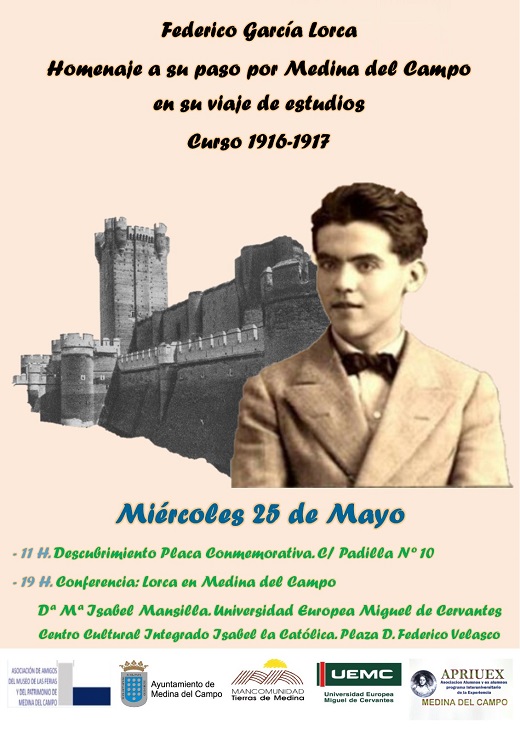 Imagen de Federico García Lorca y del encabezado de su carta relativa a Medina del Campo