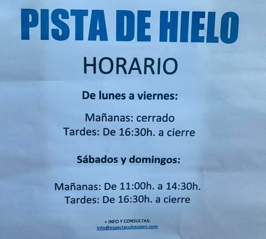 Horarios pista de hielo