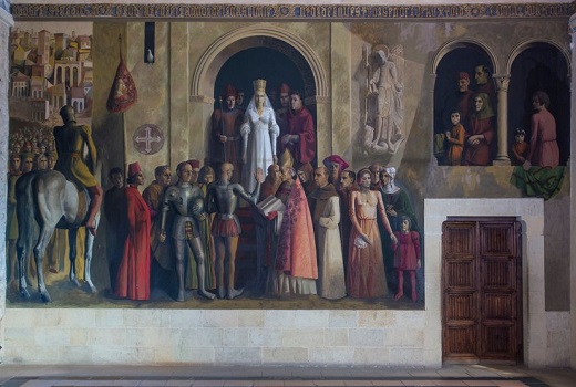 Mural en el Alcázar deSegovia que recrea la proclamación de Isabel I. E. M.