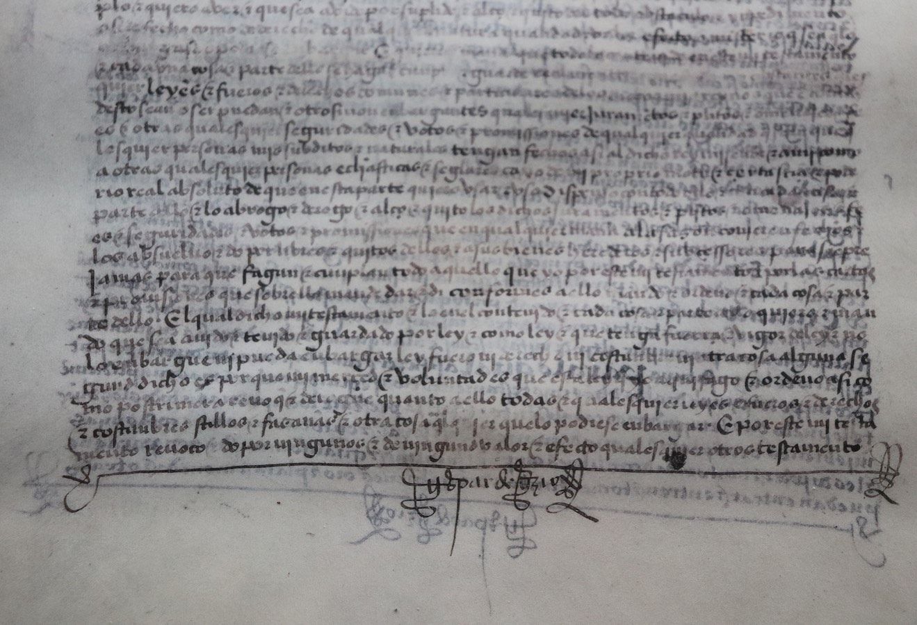 Copia de un folio del testamento de Isabel La Católica