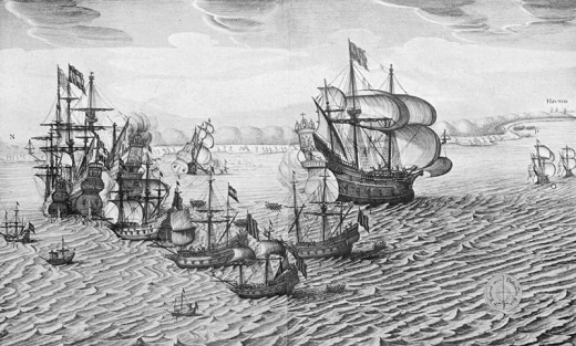 GETTY IMAGES. La plata española era codiciada por las otras potencias europeas. La imagen representa la captura de una flota española cargada con plata por un escuadrón de 24 barcos de la Compañía Holandesa de las Indias Occidentales en La Habana en 1628.