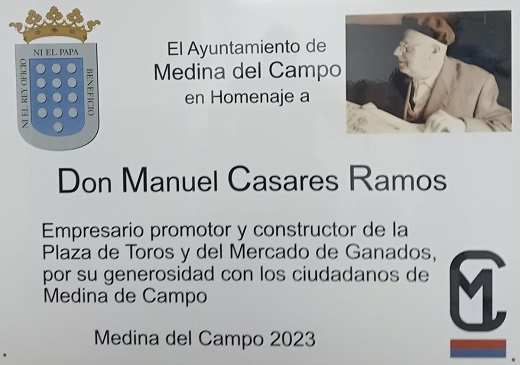 Cartel de la inauguración de la Plaza e Toros de Medina del Campo.