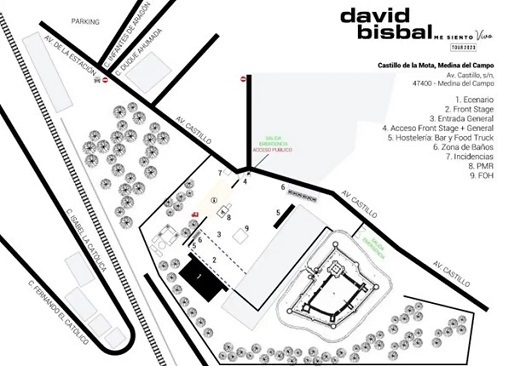 Plano de acceso al concierto de David Bisbal en Medina del Campo