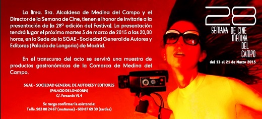 Invitación a la presentación de la 28ª edición de la Semana de Cine de Medina del Campo