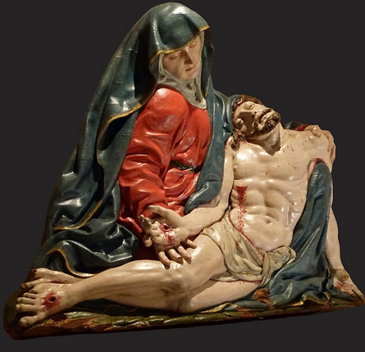 La Piedad. Juan de Juni. Hacia 1575. Altorrelieve en madera policromada / 100 x 120 x 30 cm. Colegiata de San Antolín. Medina del Campo 
