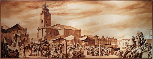 Presentación del cuadro “Feria en la Plaza Mayor de Medina del Campo”, de José Ma García “Castilviejo”, prestado por la Cámara de Comercio de Valladolid, y su dibujo preparatorio donado recientemente a nuestro museo. ( PUEDE AMPLIARSE REPORTAJE FOTOGRÁFICO )