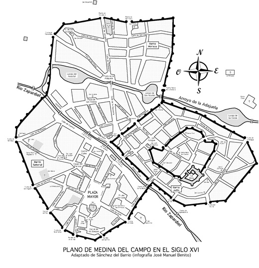 Plano con los tres recintos amurallados de Medina del Campo ( PUEDE AMPLIARSE )